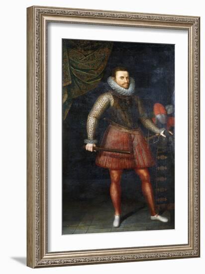 Portrait of the Archduke Albert, Standing Full-Length Holding a Baton, 1593-Alonso Sanchez Coello-Framed Giclee Print