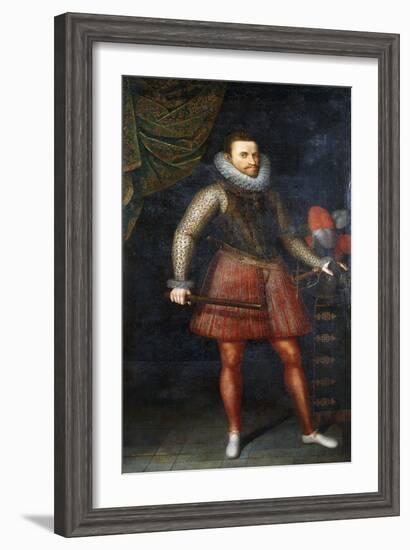 Portrait of the Archduke Albert, Standing Full-Length Holding a Baton, 1593-Alonso Sanchez Coello-Framed Giclee Print