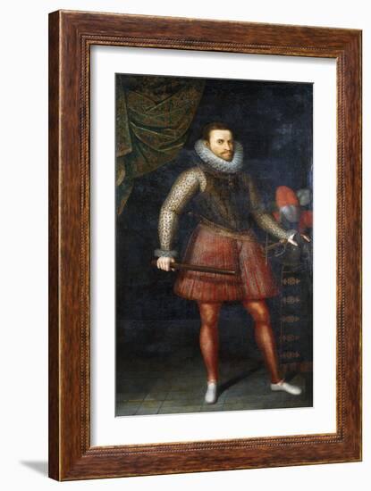 Portrait of the Archduke Albert, Standing Full-Length Holding a Baton, 1593-Alonso Sanchez Coello-Framed Giclee Print