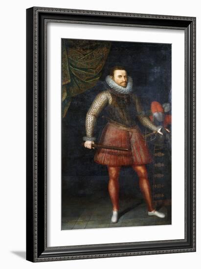 Portrait of the Archduke Albert, Standing Full-Length Holding a Baton, 1593-Alonso Sanchez Coello-Framed Giclee Print