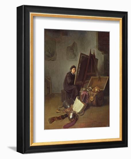 Portrait of the Artist at His Easel in His Studio-Gerrit Dou-Framed Giclee Print