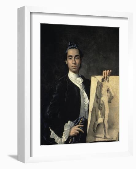 Portrait of the Artist Holding a Life Study, 18th century-Luis Egidio Melendez-Framed Giclee Print