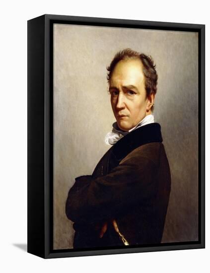 Portrait of the Artist Holding a Stylus-Francois Joseph Navez-Framed Premier Image Canvas