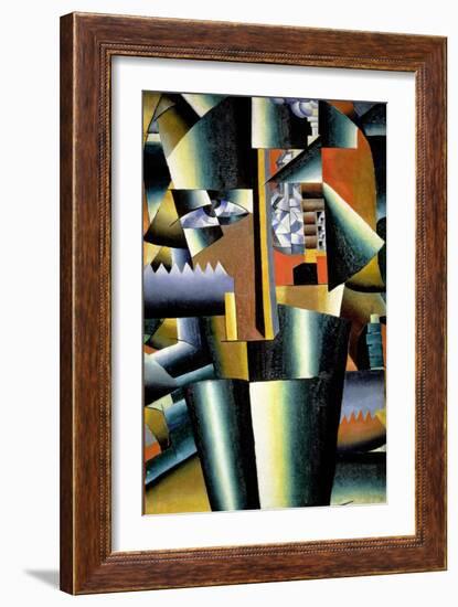 Portrait of the Artist Ivan Vasilievich Klyun (1873-1942) as a Builder, 1911-Kasimir Malevich-Framed Giclee Print