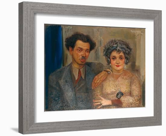 Portrait of the Artist Nikiolai Remizov (1887-197) with His Wife, Between 1926 and 1933-Boris Dmitryevich Grigoriev-Framed Giclee Print
