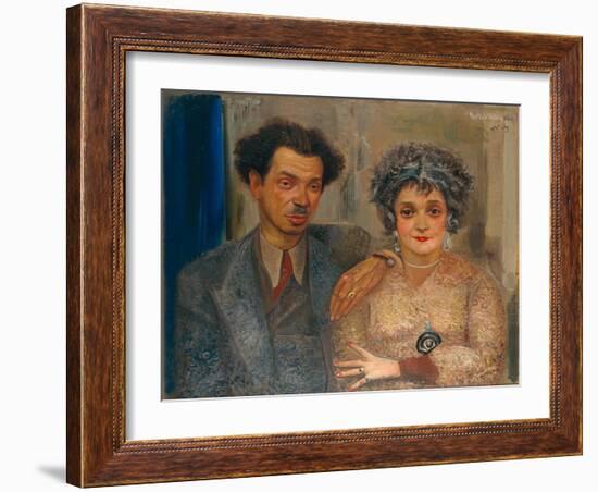 Portrait of the Artist Nikiolai Remizov (1887-197) with His Wife, Between 1926 and 1933-Boris Dmitryevich Grigoriev-Framed Giclee Print