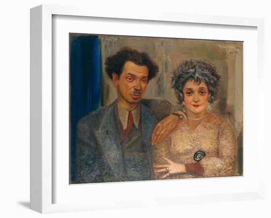 Portrait of the Artist Nikiolai Remizov (1887-197) with His Wife, Between 1926 and 1933-Boris Dmitryevich Grigoriev-Framed Giclee Print