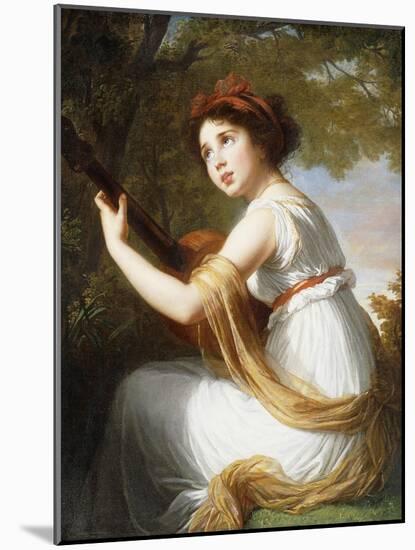 Portrait of the Artist's Daughter, Seated Three-Quarter Length, Playing a Guitar, C.1797-Elisabeth Louise Vigee-LeBrun-Mounted Giclee Print