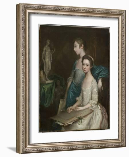 Portrait of the Artist's Daughters, C.1763-64 (Oil on Canvas) (See also 3963037)-Thomas Gainsborough-Framed Giclee Print