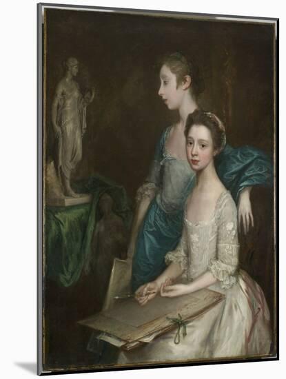 Portrait of the Artist's Daughters, C.1763-64 (Oil on Canvas) (See also 3963037)-Thomas Gainsborough-Mounted Giclee Print