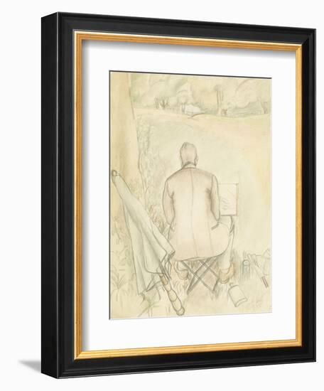 Portrait of the Artist's Husband, Reginald Brill, Sketching, C.1930-Rosalie Brill-Framed Giclee Print