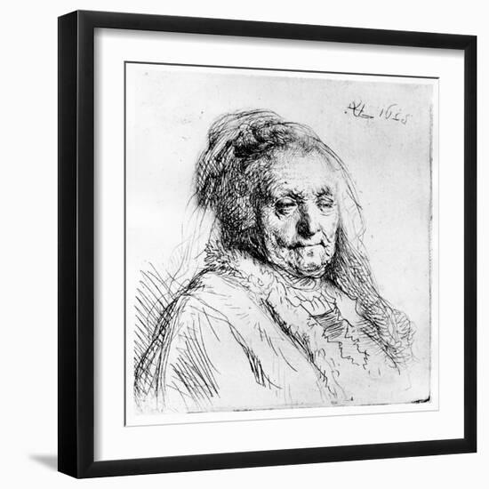 Portrait of the Artist's Mother, 1628 (Etching)-Rembrandt van Rijn-Framed Giclee Print