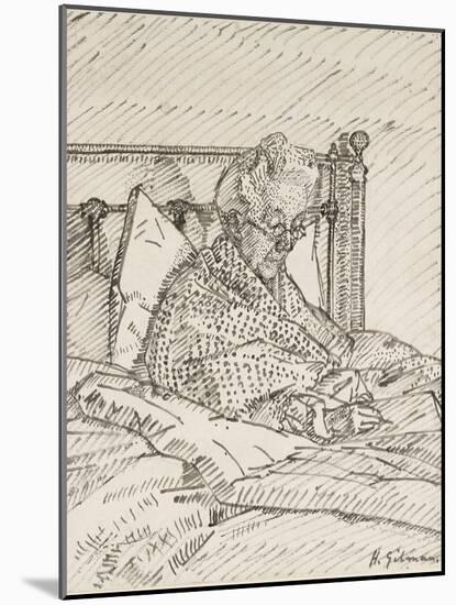 Portrait of the Artist's Mother Writing in Bed (Reed Pen and Grey Ink over Indications in Red Chalk-Harold Gilman-Mounted Giclee Print