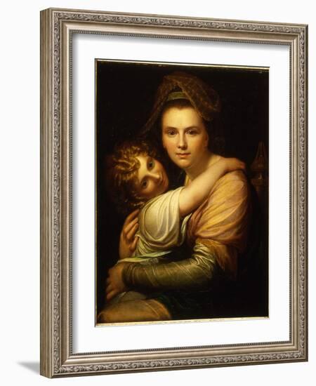 Portrait of the Artist's Wife and Daughter (Oil on Canvas)-Richard Cosway-Framed Giclee Print