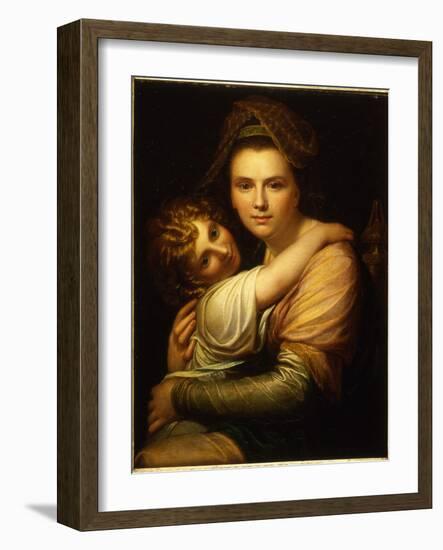Portrait of the Artist's Wife and Daughter (Oil on Canvas)-Richard Cosway-Framed Giclee Print
