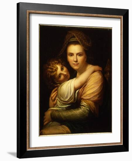 Portrait of the Artist's Wife and Daughter (Oil on Canvas)-Richard Cosway-Framed Giclee Print