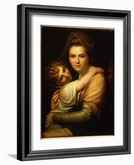 Portrait of the Artist's Wife and Daughter (Oil on Canvas)-Richard Cosway-Framed Giclee Print