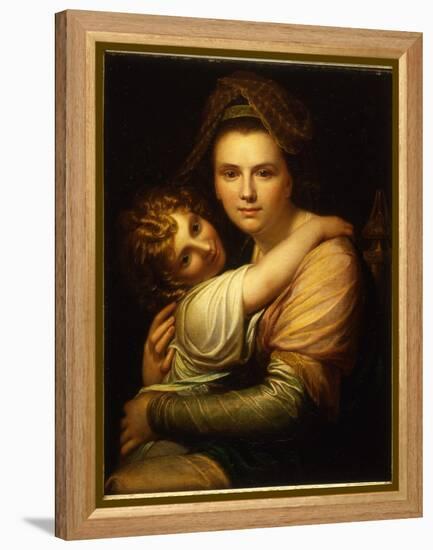 Portrait of the Artist's Wife and Daughter (Oil on Canvas)-Richard Cosway-Framed Premier Image Canvas