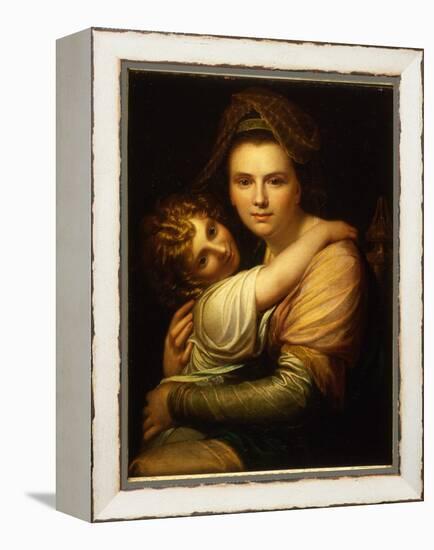 Portrait of the Artist's Wife and Daughter (Oil on Canvas)-Richard Cosway-Framed Premier Image Canvas