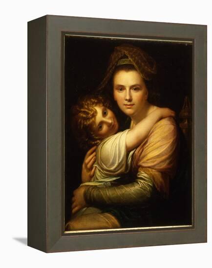 Portrait of the Artist's Wife and Daughter (Oil on Canvas)-Richard Cosway-Framed Premier Image Canvas