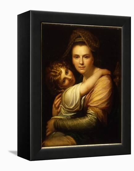 Portrait of the Artist's Wife and Daughter (Oil on Canvas)-Richard Cosway-Framed Premier Image Canvas