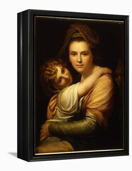Portrait of the Artist's Wife and Daughter (Oil on Canvas)-Richard Cosway-Framed Premier Image Canvas