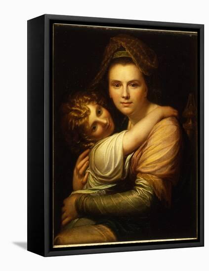 Portrait of the Artist's Wife and Daughter (Oil on Canvas)-Richard Cosway-Framed Premier Image Canvas