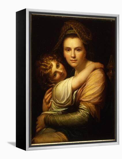 Portrait of the Artist's Wife and Daughter (Oil on Canvas)-Richard Cosway-Framed Premier Image Canvas