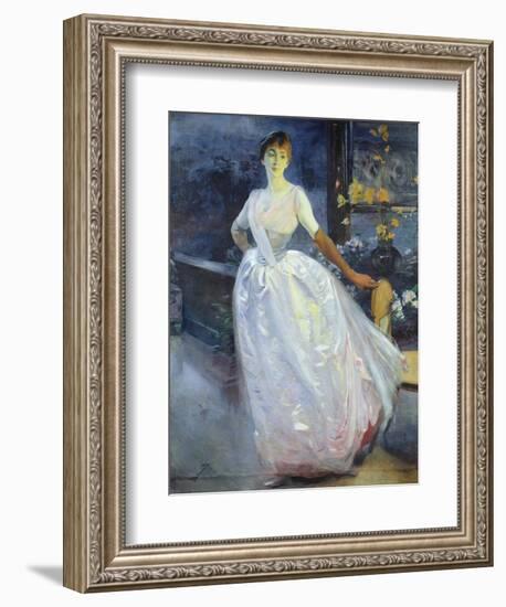 Portrait of the Artist's Wife, Madame Roger Jourdain, C.1886-Paul Albert Besnard-Framed Giclee Print