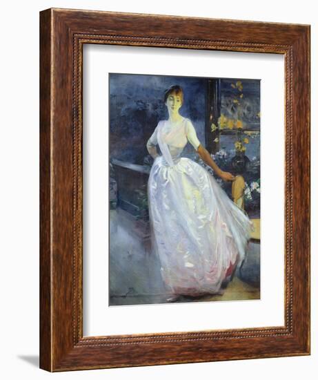 Portrait of the Artist's Wife, Madame Roger Jourdain, C.1886-Paul Albert Besnard-Framed Giclee Print