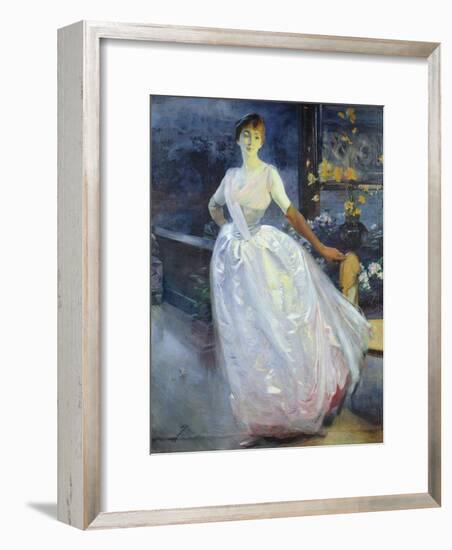 Portrait of the Artist's Wife, Madame Roger Jourdain, C.1886-Paul Albert Besnard-Framed Giclee Print