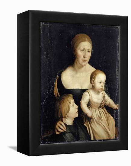 Portrait of the Artist’S Wife with the Two Elder Children, 1528-29-Hans Holbein the Younger-Framed Premier Image Canvas