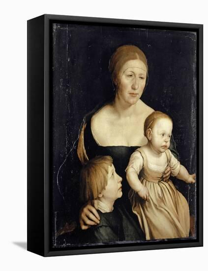 Portrait of the Artist’S Wife with the Two Elder Children, 1528-29-Hans Holbein the Younger-Framed Premier Image Canvas