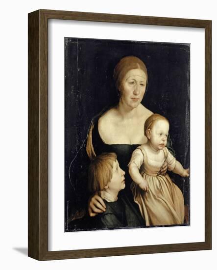 Portrait of the Artist’S Wife with the Two Elder Children, 1528-29-Hans Holbein the Younger-Framed Giclee Print