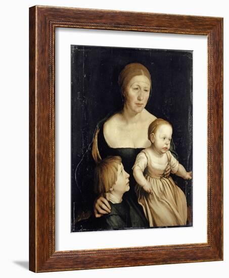 Portrait of the Artist’S Wife with the Two Elder Children, 1528-29-Hans Holbein the Younger-Framed Giclee Print