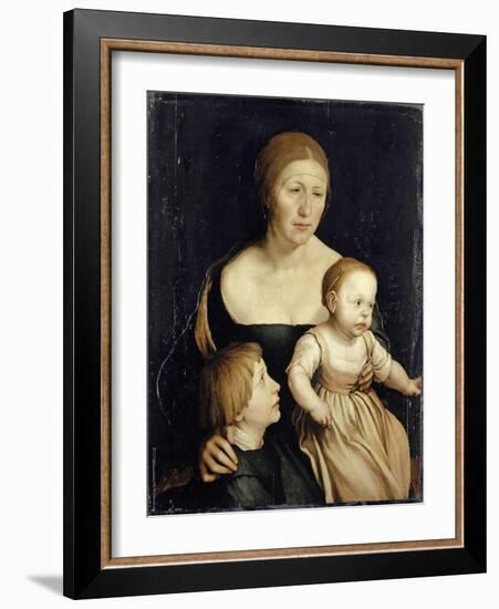 Portrait of the Artist’S Wife with the Two Elder Children, 1528-29-Hans Holbein the Younger-Framed Giclee Print