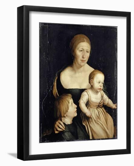 Portrait of the Artist’S Wife with the Two Elder Children, 1528-29-Hans Holbein the Younger-Framed Giclee Print