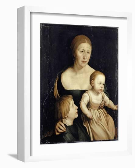 Portrait of the Artist’S Wife with the Two Elder Children, 1528-29-Hans Holbein the Younger-Framed Giclee Print