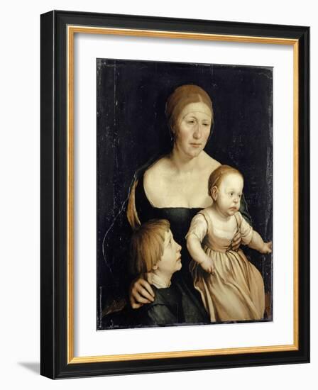 Portrait of the Artist’S Wife with the Two Elder Children, 1528-29-Hans Holbein the Younger-Framed Giclee Print