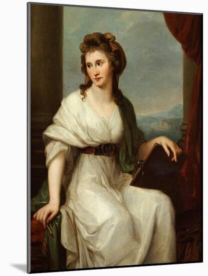 Portrait of the Artist, Seated Three-Quarter Length in a White Dress and Green Shawl-Angelica Kauffmann-Mounted Giclee Print