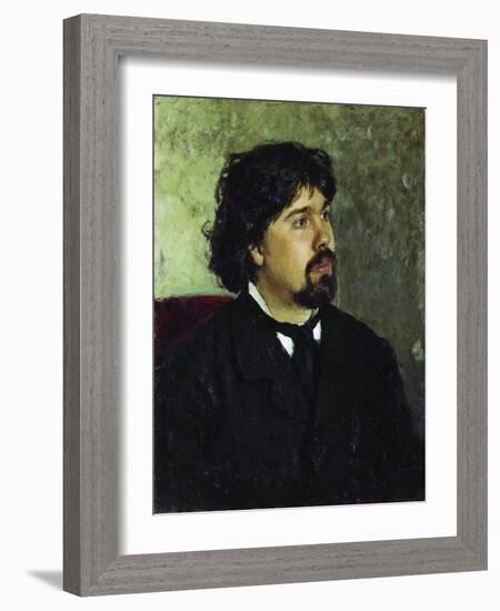 Portrait of the Artist Vasily Surikov, (1848-191), 1885-Ilya Yefimovich Repin-Framed Giclee Print