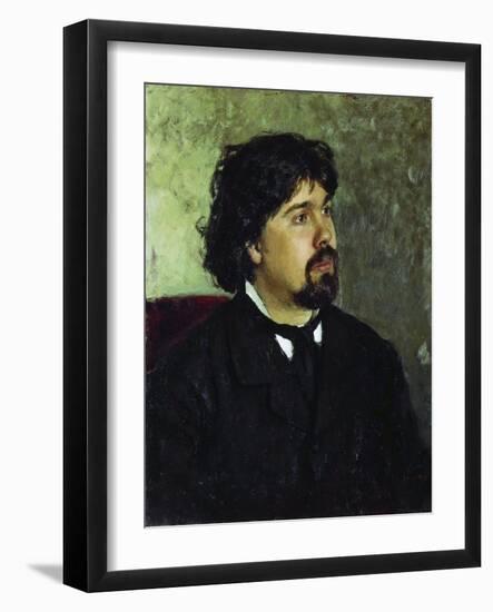 Portrait of the Artist Vasily Surikov, (1848-191), 1885-Ilya Yefimovich Repin-Framed Giclee Print