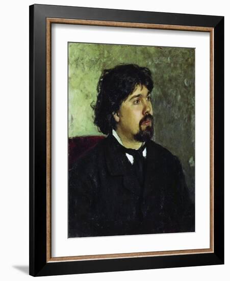 Portrait of the Artist Vasily Surikov, (1848-191), 1885-Ilya Yefimovich Repin-Framed Giclee Print