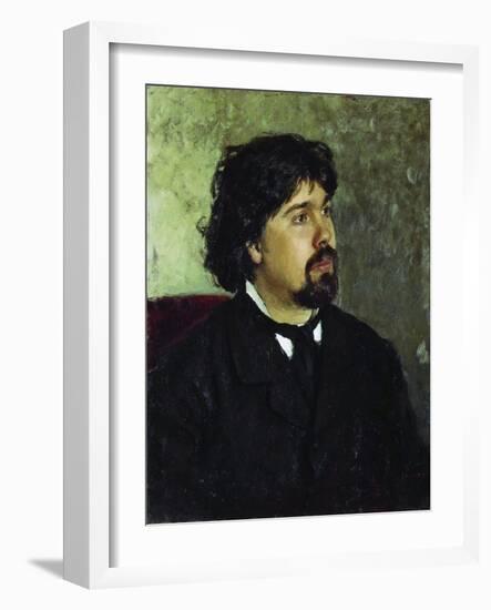 Portrait of the Artist Vasily Surikov, (1848-191), 1885-Ilya Yefimovich Repin-Framed Giclee Print