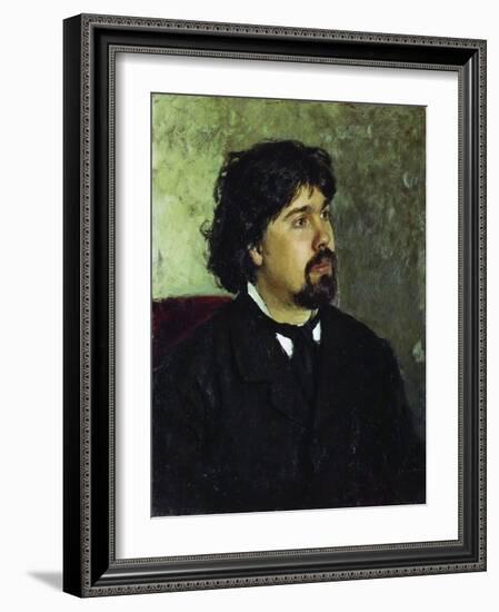 Portrait of the Artist Vasily Surikov, (1848-191), 1885-Ilya Yefimovich Repin-Framed Giclee Print