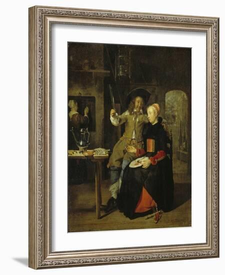 Portrait of the Artist with His Wife Isabella De Wolff in a Tavern, 1661-Gabriel Metsu-Framed Giclee Print