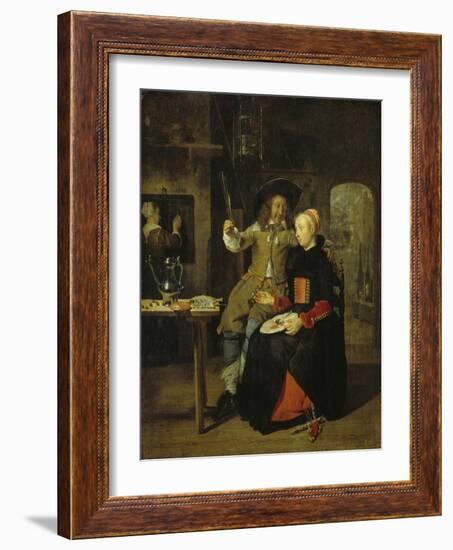 Portrait of the Artist with His Wife Isabella De Wolff in a Tavern, 1661-Gabriel Metsu-Framed Giclee Print