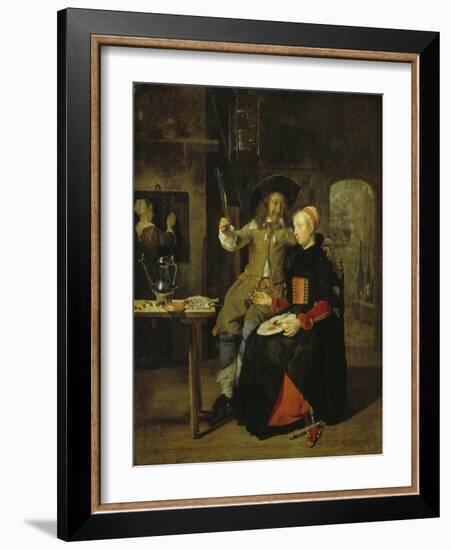 Portrait of the Artist with His Wife Isabella De Wolff in a Tavern, 1661-Gabriel Metsu-Framed Giclee Print