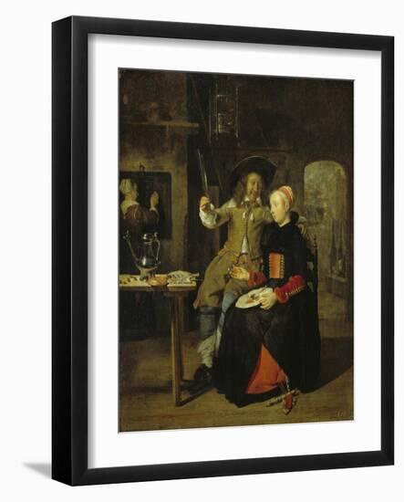 Portrait of the Artist with His Wife Isabella De Wolff in a Tavern, 1661-Gabriel Metsu-Framed Giclee Print