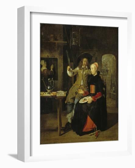 Portrait of the Artist with His Wife Isabella De Wolff in a Tavern, 1661-Gabriel Metsu-Framed Giclee Print